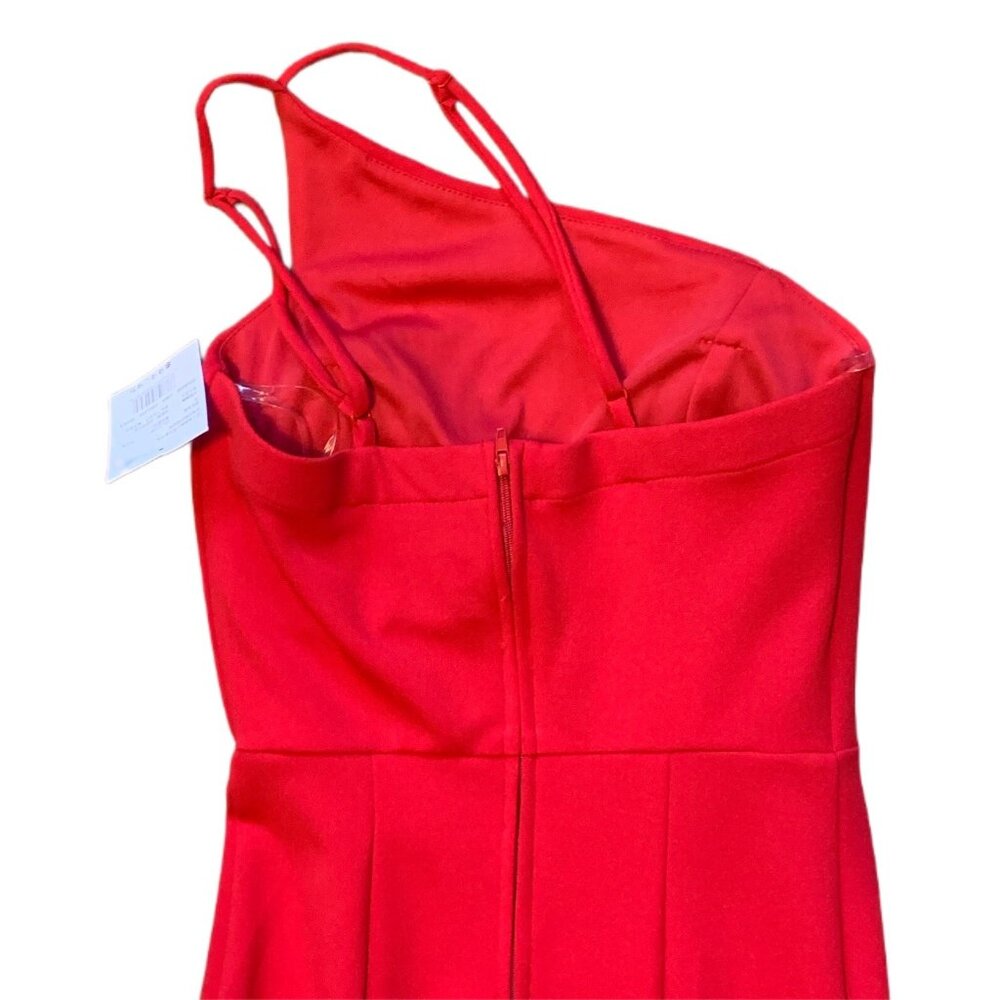 Teeze Me Women’s Crepe One Shoulder Sheath Red Prom Dress Size 1 NWT - Picture 5 of 8